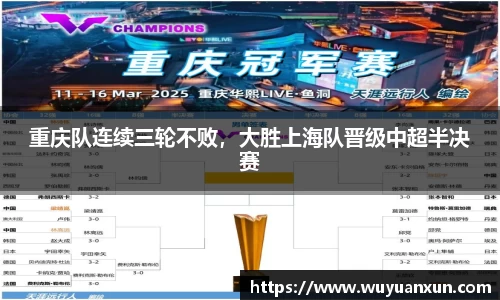 重庆队连续三轮不败，大胜上海队晋级中超半决赛