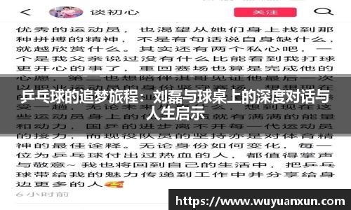 乒乓球的追梦旅程：刘磊与球桌上的深度对话与人生启示