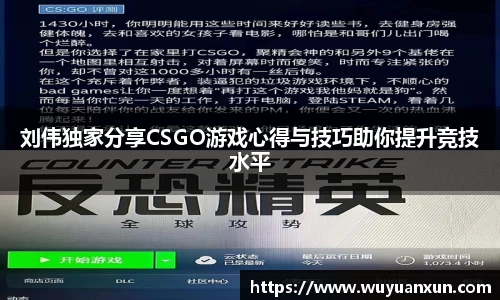 刘伟独家分享CSGO游戏心得与技巧助你提升竞技水平
